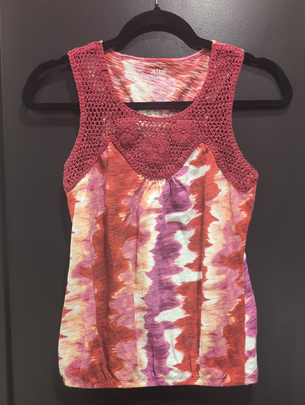 a.n.a Pink Multi Crochet Yoke Tank Top